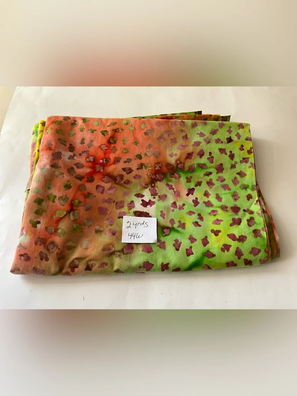 Batik Abstract Cotton Quilting Sewing Crafts Fabric Green Orange Purple 2 Yards